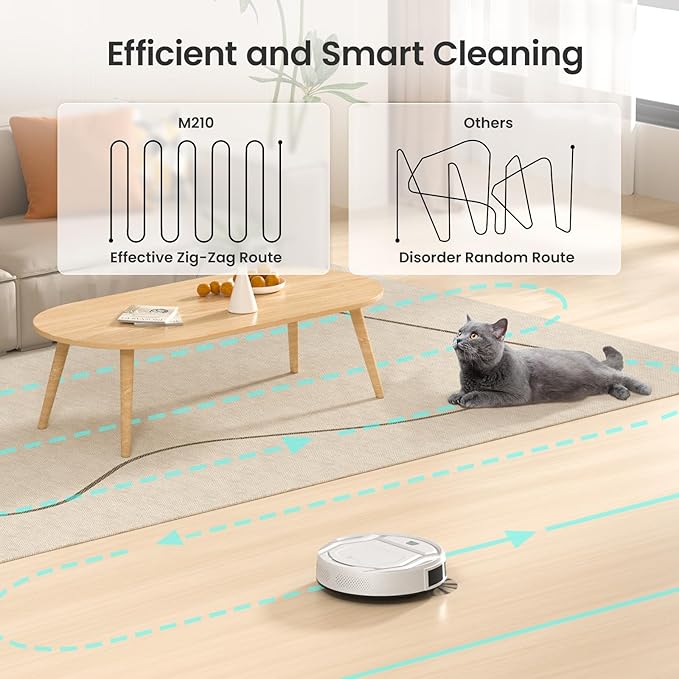 Lefant Robot Vacuum Cleaner, Strong Suction, 120 Mins Runtime, Slim, Low Noise, Automatic Self-Charging, Wi-Fi/App/Alexa Control, Ideal for Pet Hair Hard Floor and Daily Cleaning, M210 - Image 3