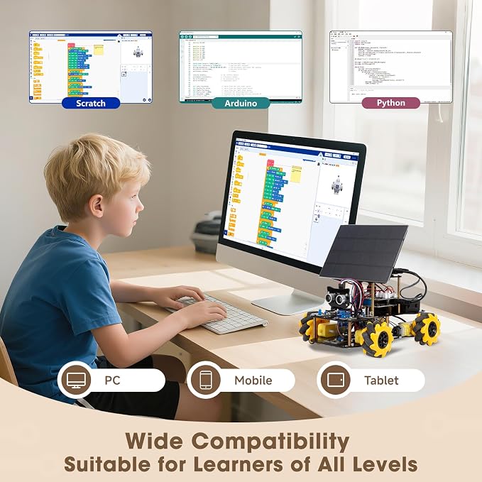 Robotics Kit for Kids Ages 8–12,ACEBOTT STEM Robot Car with Solar Powered,Compatible with Arduino & Scratch,STEM Toys for Boys Ages 8–12,App & Remote Control,Programmable ESP32, for Boys and Girls - Image 6