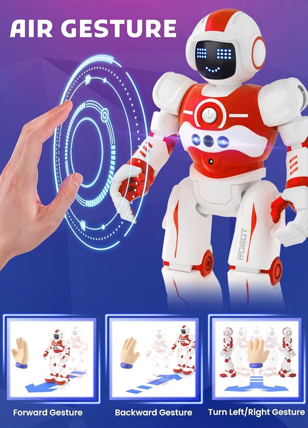 Robot Toys for Kids,Programmable Remote Control Smart Walking Dancing Robot Toy with Gesture & Sensing for Age 4 5 6 7 8 9 10 Year Old Boys Girls for Birthday Present,Red - Image 3