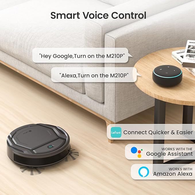 Lefant M210 Pro Robot Vacuum, 4000Pa Suction, 200 Mins Runtime, Quiet, Ultra-Slim, Self-Charging Robotic Vacuum Cleaner, WiFi/App/Alexa Control, Ideal for Pet Hair & Hard Floors - Image 8