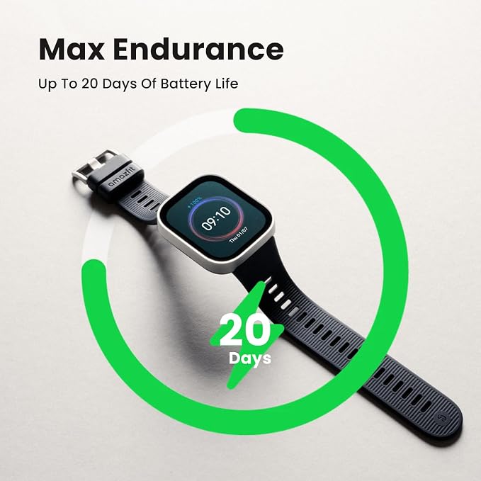 Amazfit Bip Max 50mm Smartwatch, 2.07" AMOLED Display, 20 Days of Battery, GPS, 4GB Storage, Offline Maps, Fitness Tracker, Hybrid Training, 150+ Sports, HYROX Mode, 5 ATM for Android & iPhone, Silver - Image 3