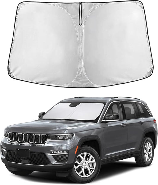 EcoNour Windshield Sunshade for Jeep Grand Cherokee 2011-2024 2025 2026, Sun Visor for Front Windshield & Window Sun Shade Cover, UV Heat Blocker & Protector, Car Accessories by EcoNour