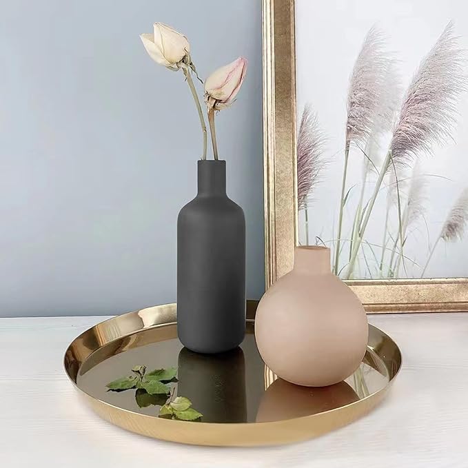 Smiletag Ceramic Modern Farmhouse Vase, Neutral Small for Table, Living Room, Shelf, Bookshelf and Entryway Décor, Set of 3 - Image 3
