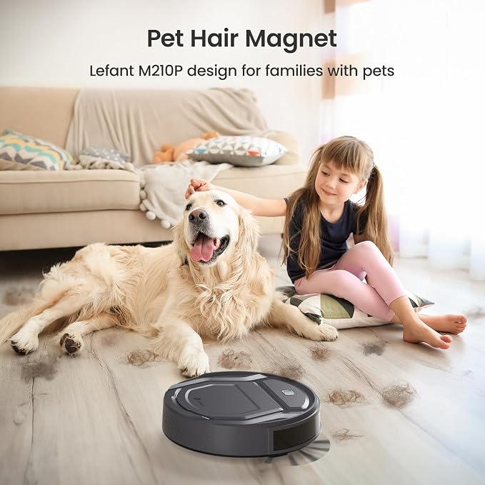 Lefant M210P Robot Vacuum Cleaner, 4000pa Suction, 200 Mins Runtime, Super Thin, Quiet, Self-Charging, Ideal for Pet Owners, Multi Surface Cleaning, APP/WiFi/Alexa Control, Gray - Image 2