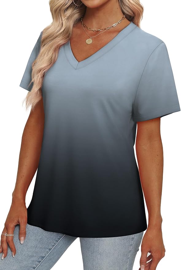 Alaroo Womens Summer Tops 2026 V Neck Short Sleeve Shirts Trendy Dressy Casual Vacation Outfits Printed - Image 3