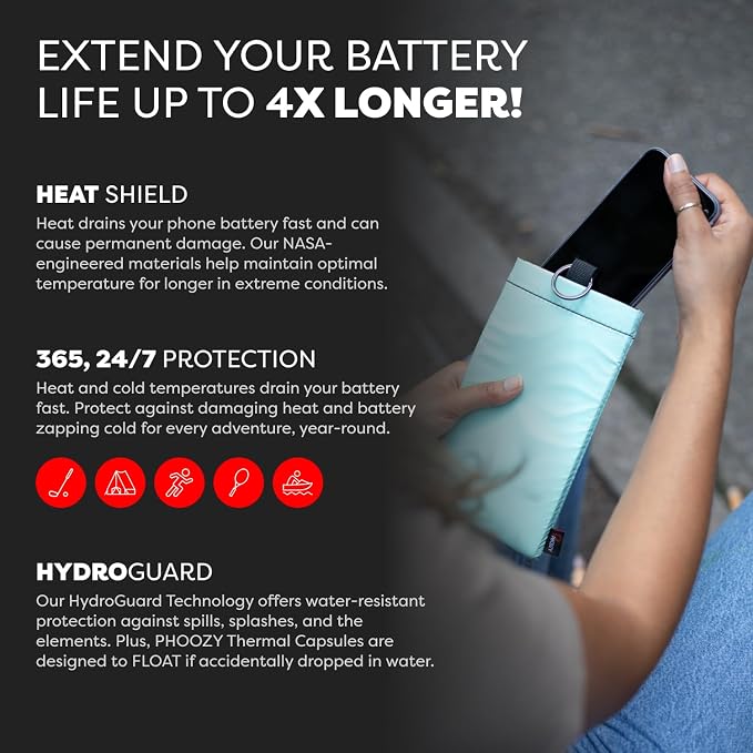 PHOOZY Apollo II Thermal Phone Case with NASA-Derived Technology - Extends Battery Life 4X in Hot or Cold Weather - Military Grade 8-Foot Drop Protection Insulated Pouch - Large Mint - Image 3