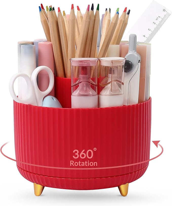 SKYDUE 360 Degree Rotating Desk Organizer, Dual-Purpose Pencil Pen Holder, Pen Organizer with 5 Slots, Pencil Cup for Office, School, Home by SKYDUE