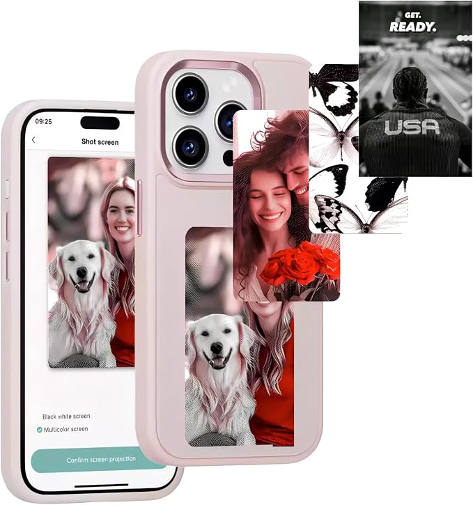 Smart Ink Phone Case,Compatible with iPhone 15 Pro,Custom Image Display AI Cell Phone Case,Electronic Ink Phone Case,Anti-Drop Silicone DIY Phone Case Pink by Unknown