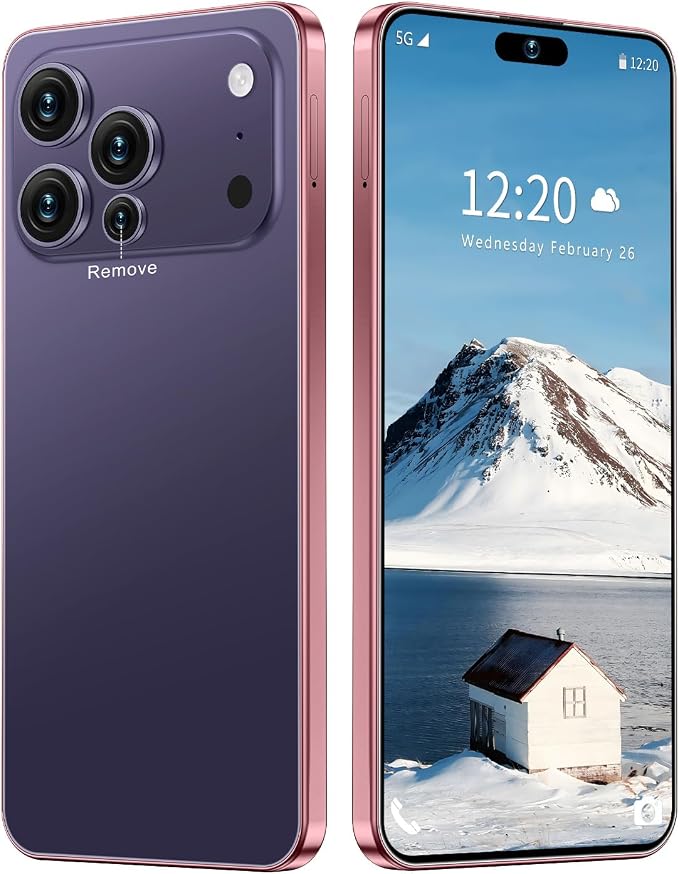 17 PMAX Unlocked Cell Phone,16GB+512GB Smartphone,6.99" HD Screen Android 15 5G Phones,Battery 7000mAh Android The Phone,Fingerprint Button Unlock/GPS/Face ID/Dual SIM/5G (Deep Purple) by Unknown