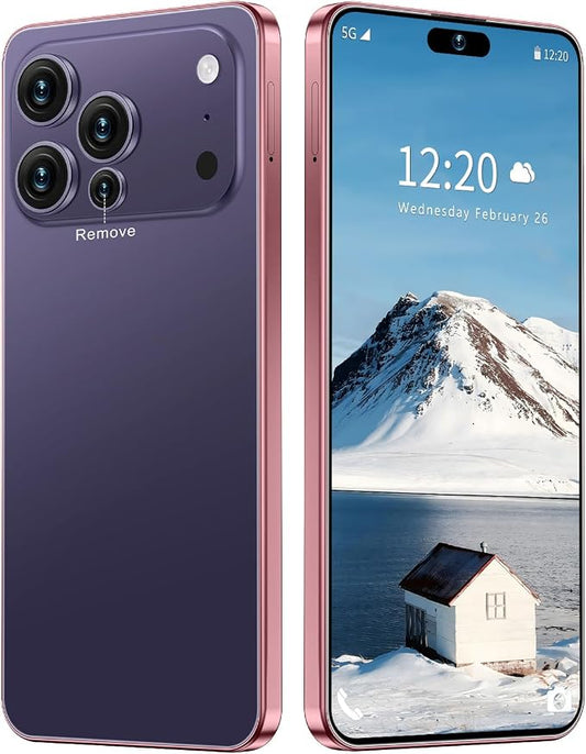 17 PMAX Unlocked Cell Phone,16GB+512GB Smartphone,6.99" HD Screen Android 15 5G Phones,Battery 7000mAh Android The Phone,Fingerprint Button Unlock/GPS/Face ID/Dual SIM/5G (Deep Purple) by Unknown