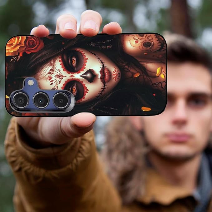 Designed for Galaxy S25 FE Phone Case,Slim Silicone Shockproof Protective Case for Galaxy S25 FE 6.7 inch,Day of The Dead Girl Art - Image 4