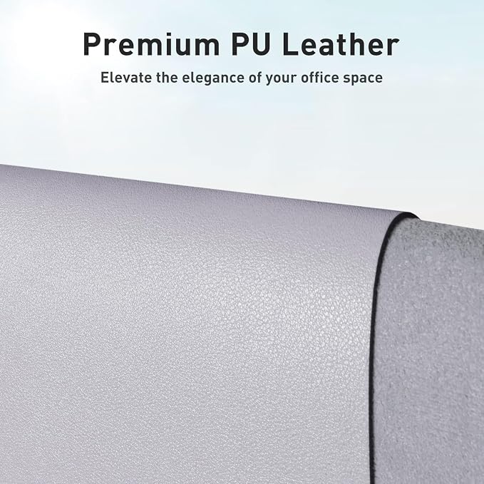 Aothia Faux Leather Desk Mat - Non-Slip PU Leather Desk Blotter, Waterproof Writing Surface, Large Desk Pad for Office & Home (Smoky Lavender, 55" x 24") - Image 2