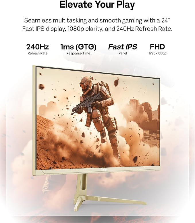 Pixio PX249 Wave Champagne Gold 24 inch 240Hz Refresh Rate FHD 1080p Resolution Fast IPS Panel 1ms GTG Response Time Built-in Speakers Gaming Monitor with Adaptive Sync - Image 2