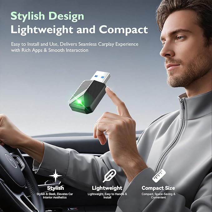 Wireless Carplay Adapter, Convert Wired to Wireless CarPlay, Compatible with CarPlay, Plug and Play, Type-C/USB, Suitable for 800+ Vehicles (Black) - Image 6