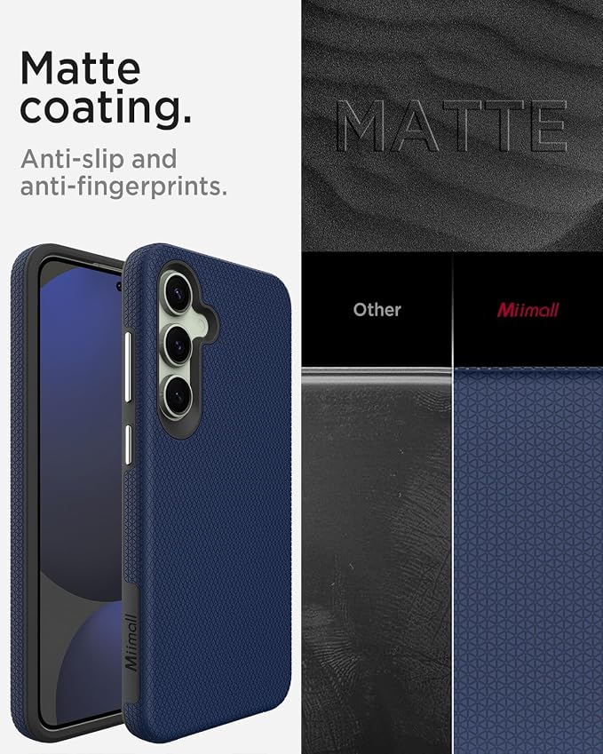 Miimall Rugged Case for Samsung S24 FE, Dual Layer Protection, Military Shockproof, Anti-Slip, Anti-Scratch, Tough Full Body Heavy Duty Slim Case, Dark Blue - Image 3