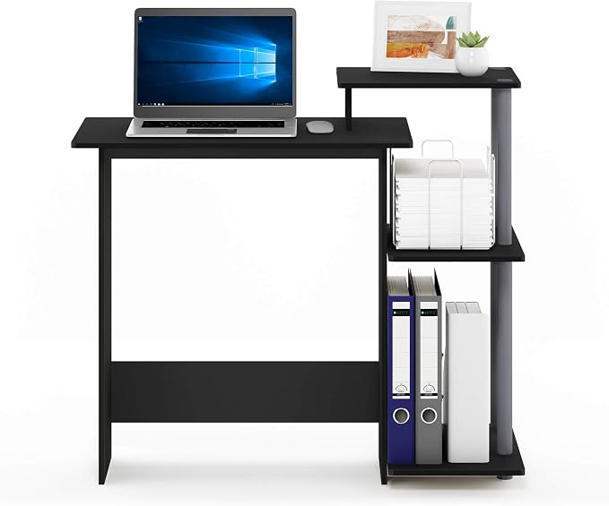 Furinno EFFICIENT Desk, 28.6" Wide Gaming Desk with 3 Open Side Shelves, Laptop Notebook Computer Desk, Office Desk for Home Office, Study Room, Dorm, Bedroom, Black - Image 4
