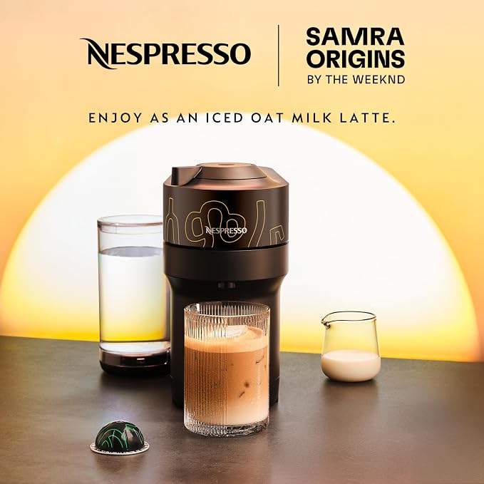Nespresso Samra Origins Vertuo Pop+ Coffee & Espresso Maker by De'Longhi | Samra Origins by The Weeknd coffee machine in buna yellow, with one-touch, 25 fl. oz. side tank and 30 second heat-up. - Image 2