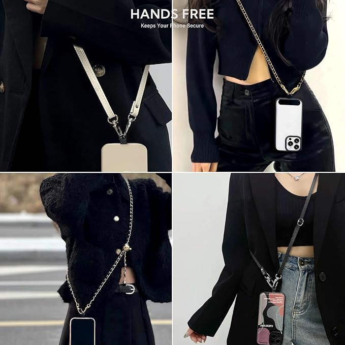 BFSDDM Crossbody Phone Strap - 2 Pads, Leather & Wrist Strap, Adjustable Finger Strap, Universal Phone Lanyard - Image 7