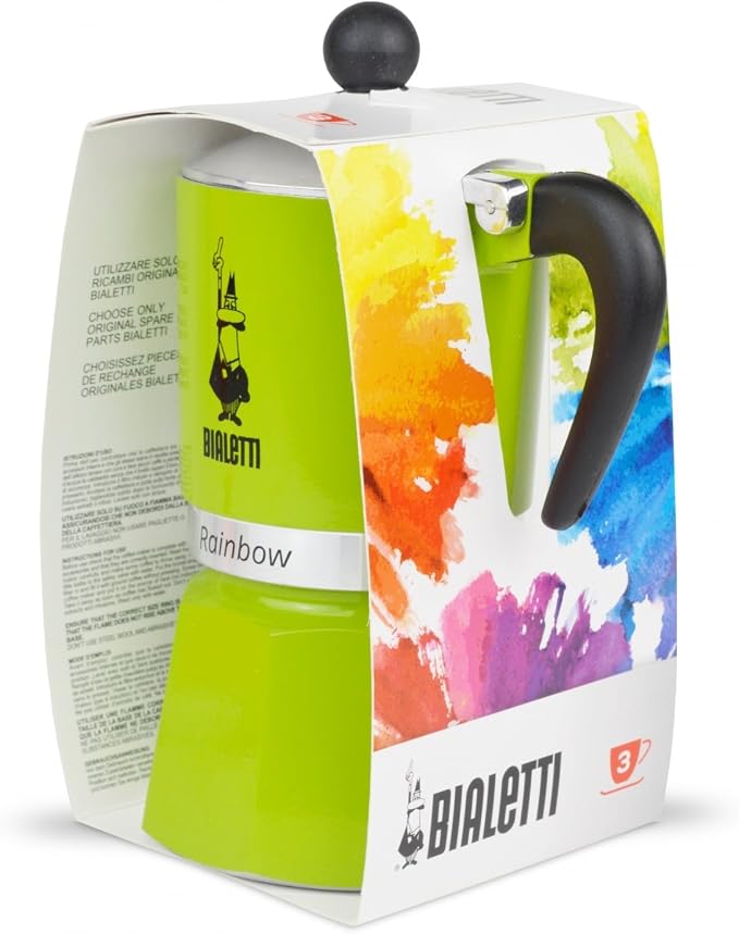 Bialetti Rainbow Moka Pot in Green, 3 Cup Stove Top Espresso Maker - Aluminum Cafetera for Ground Coffee, Italian Coffee Maker for Home Brewing - Image 4