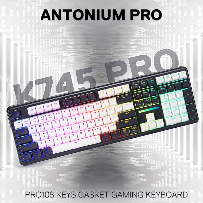 Redragon K745 PRO Wireless 108-Key Gasket RGB Gaming Keyboard, 4 Hotkeys | Extra Shortcut Keys, 0-Delay Tri-Mode, Cushioned Noise Dampening for Creamy Thocky Sound, Unfaded PBT Keycaps, PRO Software - Image 9