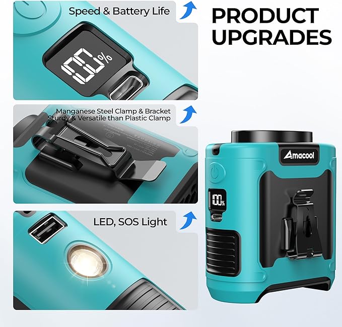 AMACOOL Portable Waist Fan Clip On, Gifts for Men Dad Husband, 10000mAh Rechargeable Wearable Shirt Fan, Powerful Belt Fans, Birthday Gifts for Women Jobsite Travel Camping Essentials 2026 - Image 6