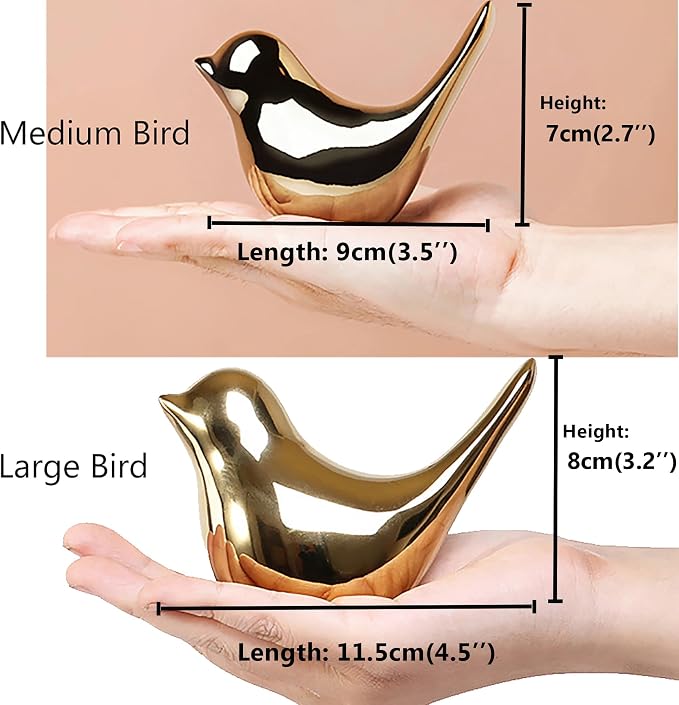 FANTESTICRYAN Small Birds Statues Gold Home Decor Modern Style Figurine Decorative Ornaments for Living Room, Bedroom, Office Desktop, Cabinets - Image 4