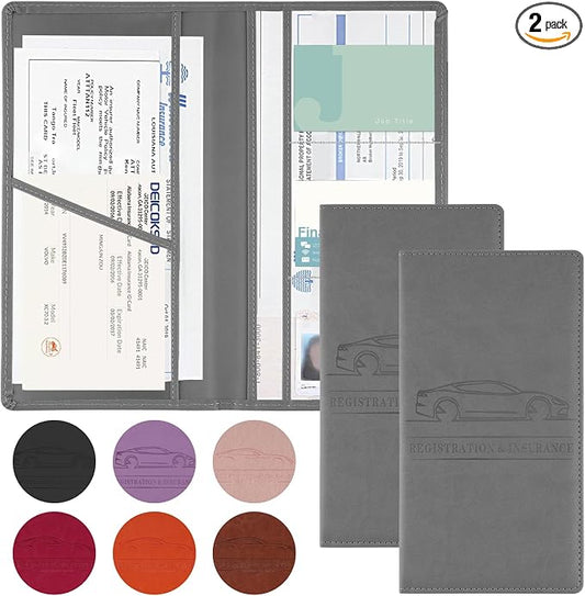 JUSTTOP 2Pack Car Registration and Insurance Holder,Car Document Holder for Cards License with Magnetic Shut,Vehicle Glove Box Car Organizer for Documents, Cards, License(Gray) by JUSTTOP