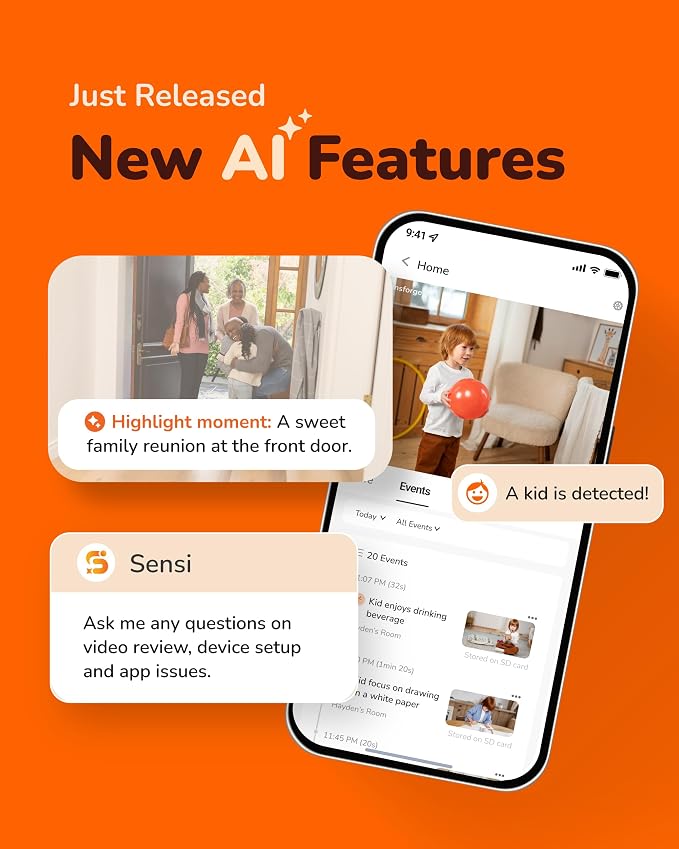 SensForge 2.5K Indoor Pan-Tilt Security Camera Lite, 360° Dual-Band WiFi Camera for Home, Free AI Human & Pet Detection, 2-Day Cloud + Two-Way Talk, Optional AI + Storage Upgrade - Image 3