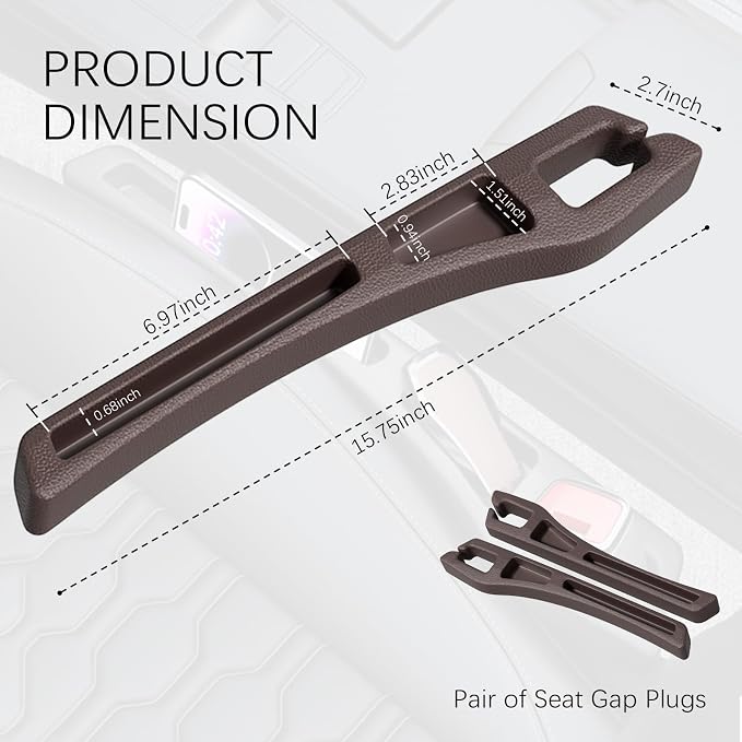 2PCS Car Seat Gap Filler Organizer,2 in 1 Car Gap Filler with Fill and Storage Function for Storing Phones Keys Cards,Universal Multifunctional No Drop Seat Guard for Cars (Brown) - Image 2