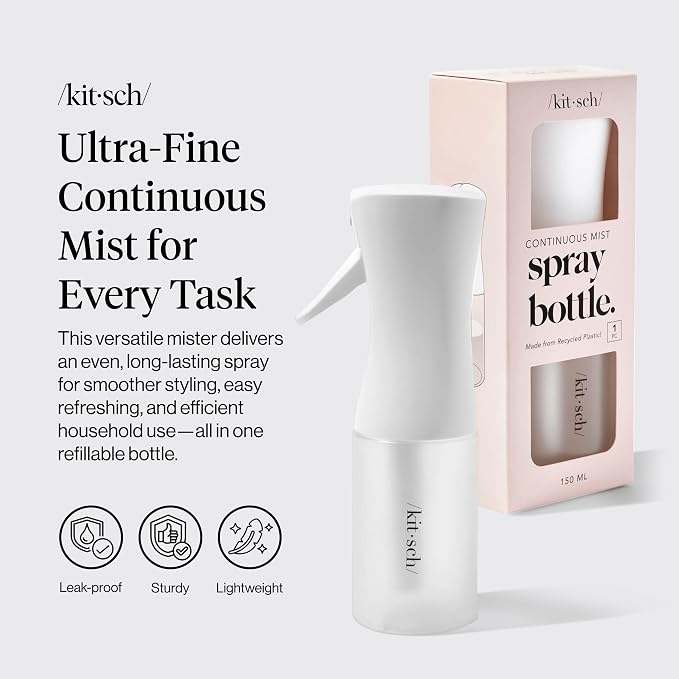 Kitsch Continuous Spray Bottle for Hair – White, 150ml | Fine Mister Spray Bottle & Water Spray Bottle – Recycled Hair Spray Bottle – Spray Bottles for Cleaning, Styling, & More - Image 2