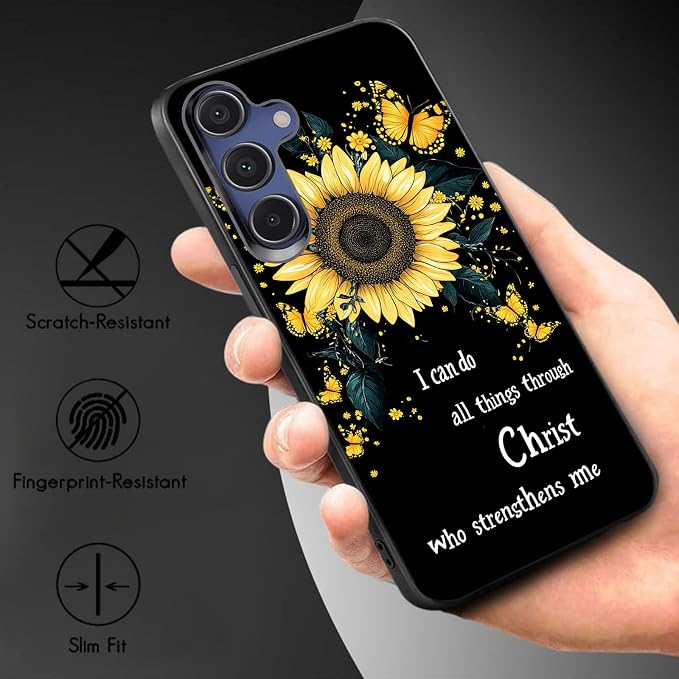 Designed for Galaxy S25 Plus Phone Case,Slim Silicone Shockproof Protective Case for Galaxy S25 Plus 6.7 inch,Sunflower Butterflies - Image 3