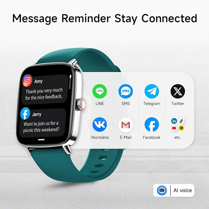 Smart Watch for Men Women, 1.85" HD Smartwatch Compatible iPhone/Samsung/Android (Answer/Make Calls), 100+ Sport Modes Fitness Tracker with Heart Rate/Sleep/SpO2 Monitor, IP68 Waterproof - Image 2