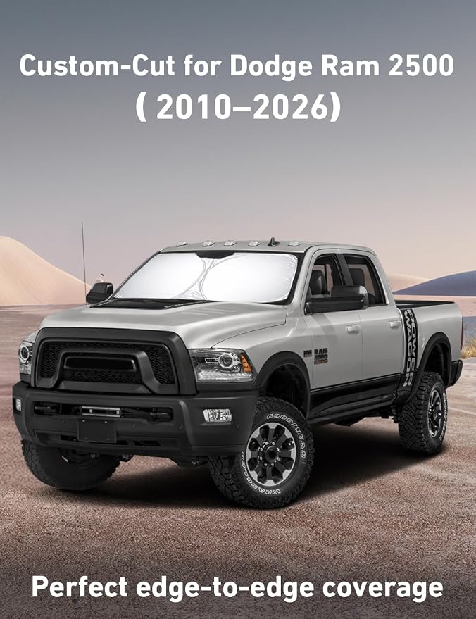 EcoNour Windshield Sunshade Compatible for Dodge Ram 2500 3500 2010-2024 2025 2026, Sun Visor for Front Windshield & Window Sun Shade Cover, UV Heat Blocker & Protector, Car Accessories - Image 2