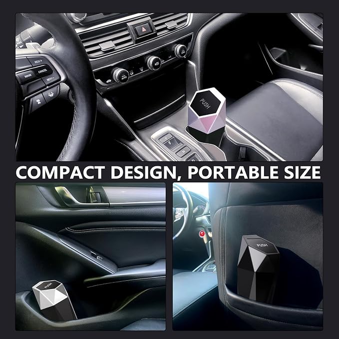 Ginsco Car Trash Can Cup Holder, 2 Pack Mini Car Trash Can with Lid, Car Accessories for Interior, Leakproof Small Trash Cup for Car, Home with Additional 2 ABS Hooks and 90pcs Trash Bags Silver - Image 2