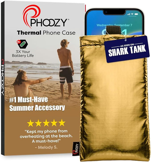 PHOOZY Apollo Thermal Phone Case | Insulated Phone Pouch Extends Battery Life 3X | Heat Resistant Drop Protection | Military Grade Water Resistant | Medium | Gold by PHOOZY