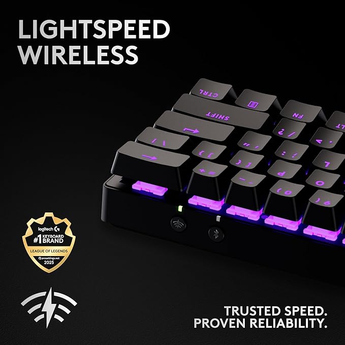 Logitech G PRO X 60% Wireless Gaming Keyboard (Tactile Optical) - Black | Lightspeed, ultra-compact TKL 60% mechanical, for Windows PC, LIGHTSYNC RGB, dual-shot PBT keycaps, optical switches - Image 3
