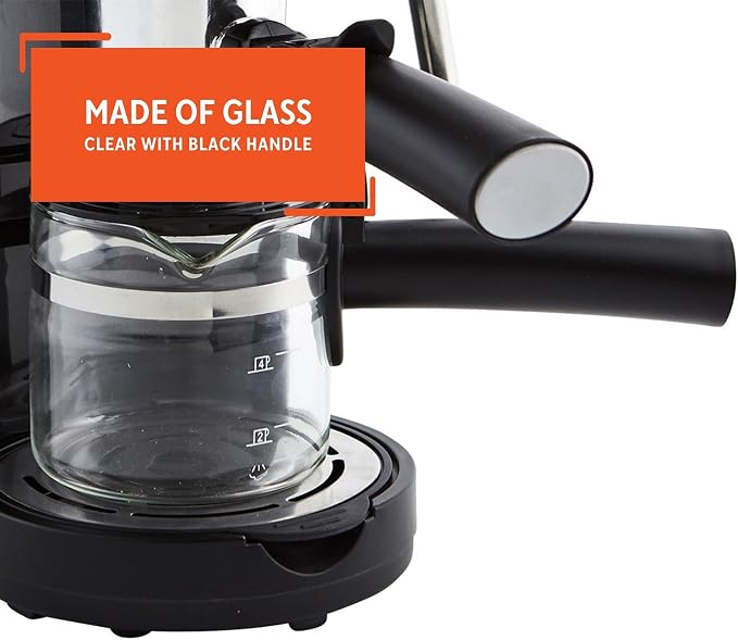 IMUSA 4 Cup Glass Replacement Carafe with Black Handle for Coffeemaker | Bare Glass Finish, Cool-Touch Black Handle with Lid, Ideal for Espresso, Perfect for Home or Office - Image 3