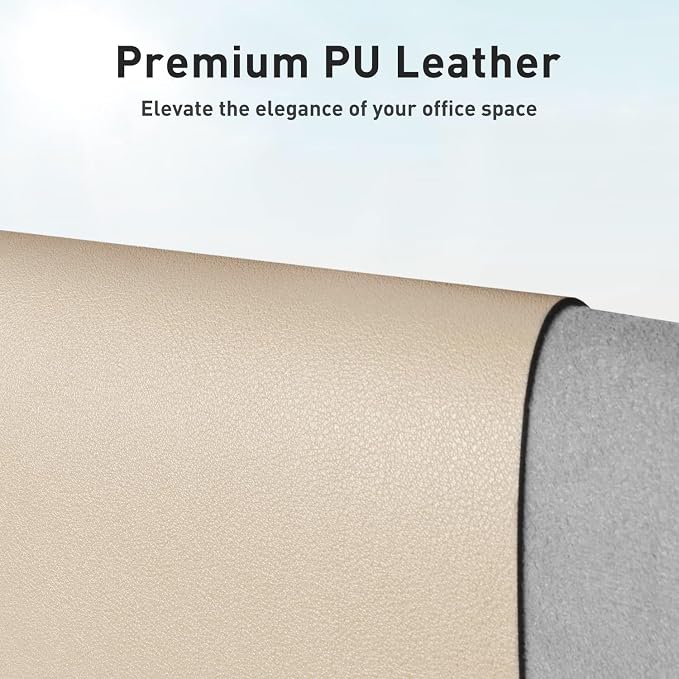Aothia Faux Leather Desk Mat – Large Mouse Pad, Non-Slip PU Leather Blotter, Waterproof Writing Surface for Office and Home (Beige, 47.2" x 23.6") - Image 2