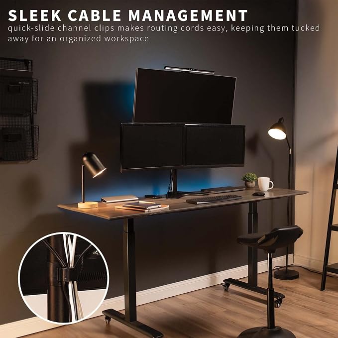 VIVO Triple LCD LED Computer Monitor Desk Stand, Free Standing Heavy Duty Fully Adjustable Mount for 3 Screens up to 30 inches STAND-V003E - Image 6