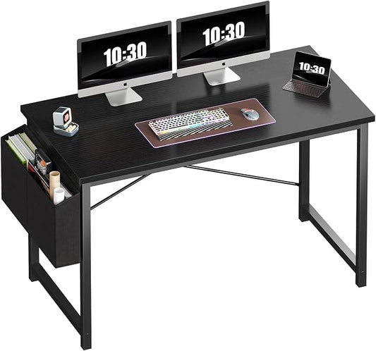 OLIXIS Computer Desk, 47 Inch Gaming Desks for Home Office Small Spaces | Writing Study Craft Work Table, Computer Workstation for Bedroom with Storage Bag, Black by OLIXIS