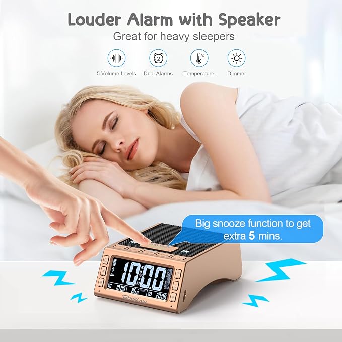 TechGlow Foldable Cellphone Stand with Bluetooth Speaker Charging Station Birthday Gifts for Men Women Mother Father Boy Girl Teens Cool Tech Gadgets-Rose Gold - Image 3