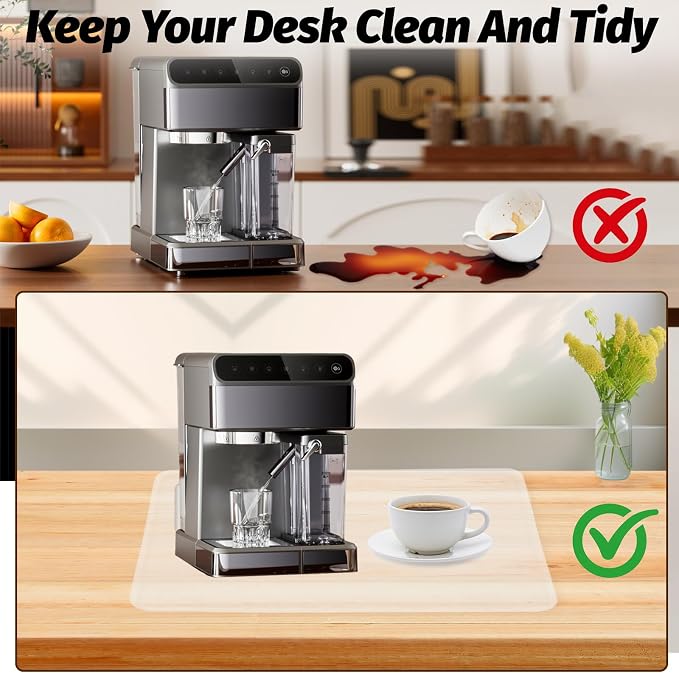Clear Coffee Mat, 19.7"x15" Coffee Mat, Espresso Maker and Kitchen Counter, Bar Accessories for Countertop, Dish Drying Mat, Anti-Slip, Anti-Vibration Pad for Espresso Machine - Image 4