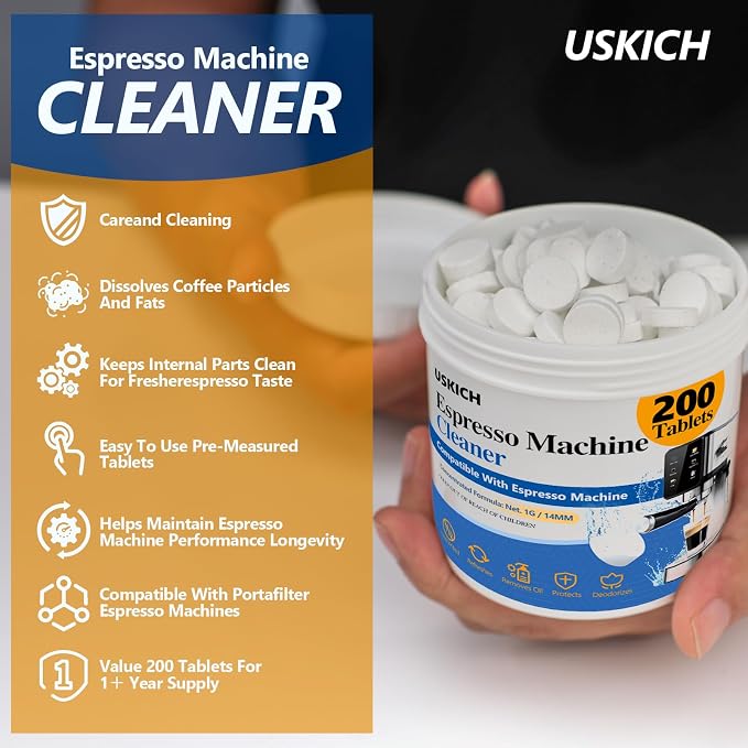 Espresso Machine Cleaning Tablets Descaling -200 Tablets, Compatible with Breville Barista Express, Gaggia, Delonghi, Jura, Philips - Universal Coffee Machine Cleaner Solution for Espresso Machines - Image 3