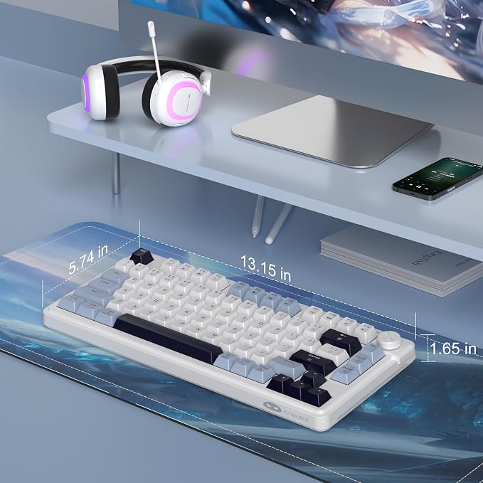 MageGee Wireless Gaming Keyboard 81 Keys RGB Backlit Tri-Mode Bluetooth 2.4G USB-C Rechargeable Mechanical Feel Keyboard 4000mAh Battery Knob Control 26-Key Anti-Ghosting for PC Mac Windows – GK950 - Image 6