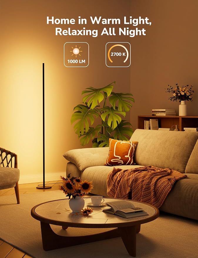 Lepro OE1 AI Corner Floor Lamp, Smart RGBICW LED Corner Lamp with Music Sync, Alexa Enabled, Personalized AI Lighting Designer, Modern Standing Lamp for Living Room/Bedroom,1000LM,2.4G WiFi, No Remote - Image 4