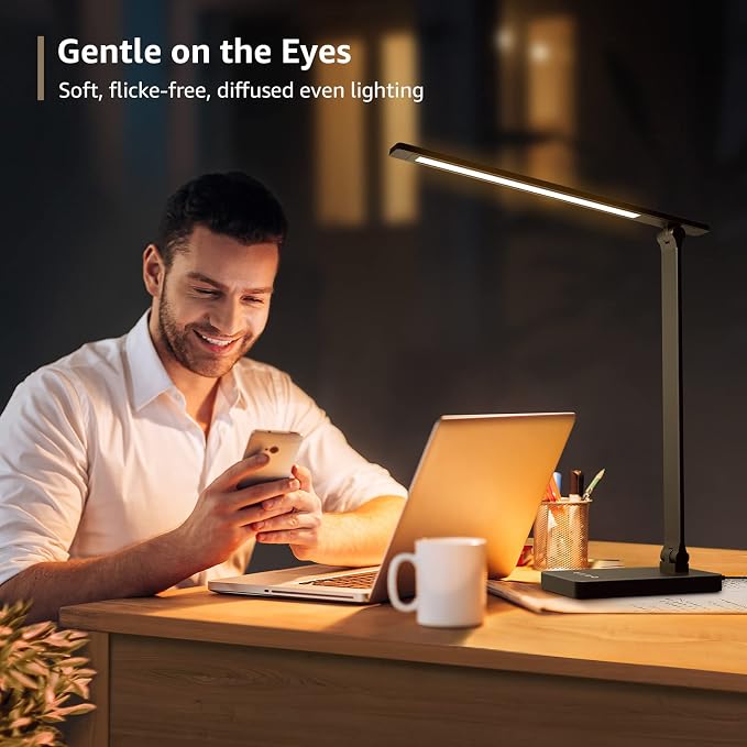 Lepro LED Desk Lamp for Home Office, 9.5W 750LM Touch Desk Light, Black | 5 Color Modes 5 Brightness Level, Eye Caring, Metal Task Lamp For Reading, Sewing, Crafts, School Supplies, Puzzle Light - Image 3