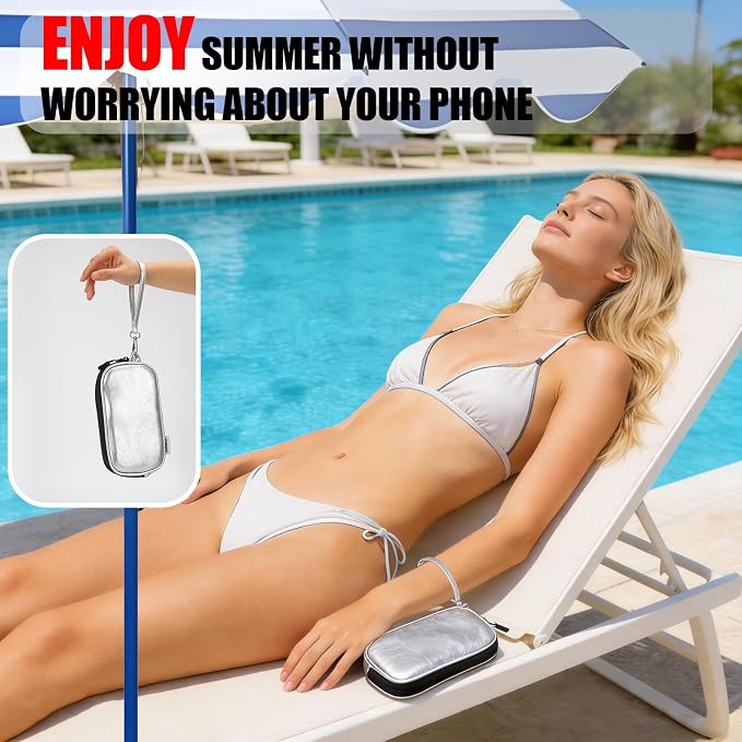 Thermal Phone Cooling Pouch for Beach & Pool iPhone Cooling Bag with 2 Reusable Gel Packs Prevent Overheating Phone Cooler Bag for Summer Heat - Image 6