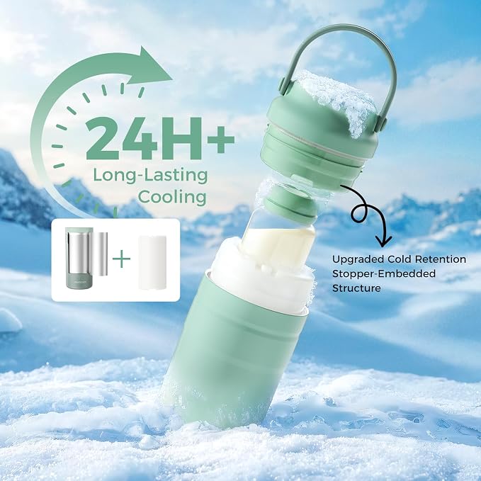 Momcozy Portable Breast Milk Cooler for Travel, 24H Ice-Free Cooling Breastmilk Storage Bottles Container, 12oz Leak Proof Outdoor Small Freezer, Baby Breastfeeding Essential for New Moms - Image 3