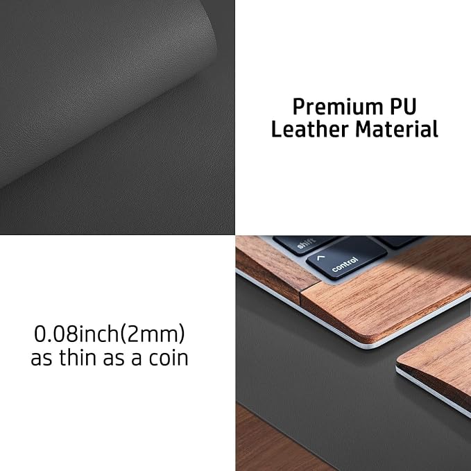 Leather Desk Pad Protector,Mouse Pad,Office Desk Mat, Non-Slip PU Leather Desk Blotter,Laptop Desk Pad,Waterproof Desk Writing Pad for Office and Home (Gray,31.5" x 15.7") - Image 7