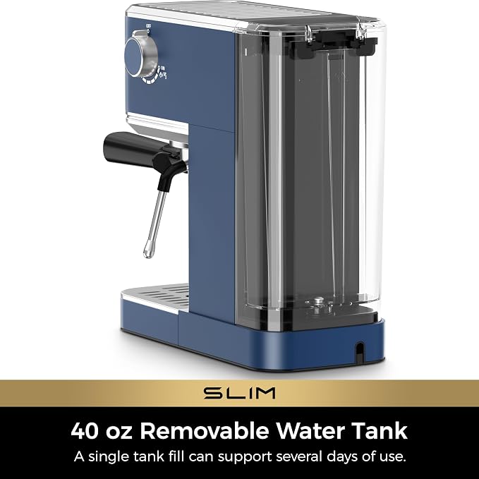 CHULUX Slim Espresso Machine with Milk Frother for Home Latte, Dark Blue | Precise Pressure Gauge, Food-Grade Materials, 20 Bar Italian Pump, Professional Temperature Control System, Stainless Steel - Image 7